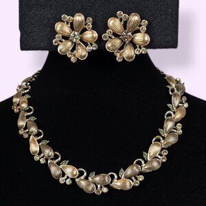 V. BSK Mid-Century Harvest Theme AB Crystal Demi Parure